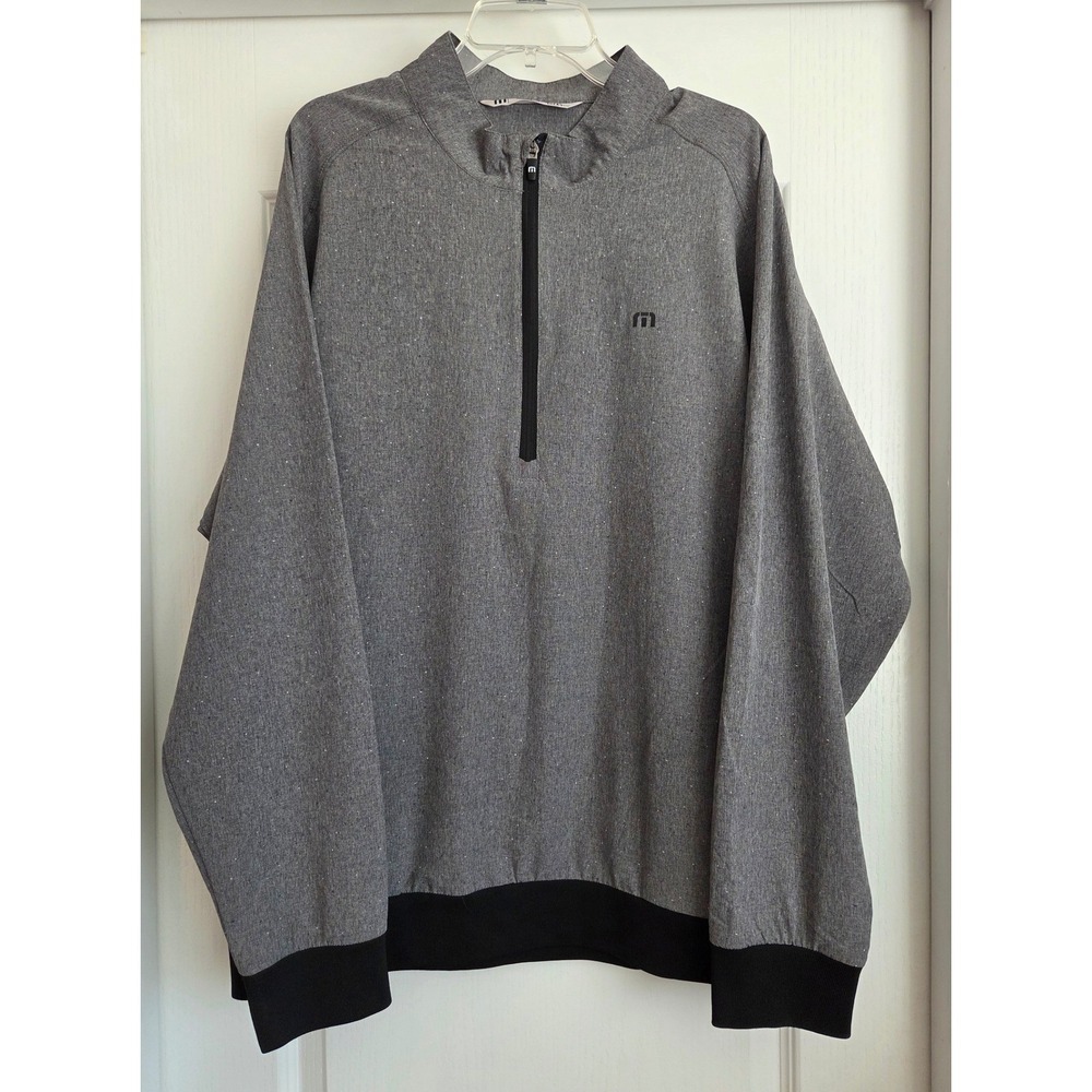Travis Mathew 1/4 Zip Heathered Gray Speckle Golf‎ Pullover Jacket Men Size XXL